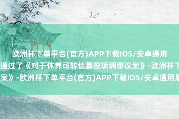 欧洲杯下单平台(官方)APP下载IOS/安卓通用版/手机版会议差异审议通过了《对于休养可转债募投项绸缪议案》-欧洲杯下单平台(官方)APP下载IOS/安卓通用版/手机版